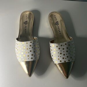Katy Perry pointed gold toe star mule - the Tarin white size 8 NWOB